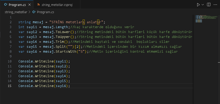 String Metotları Görseli